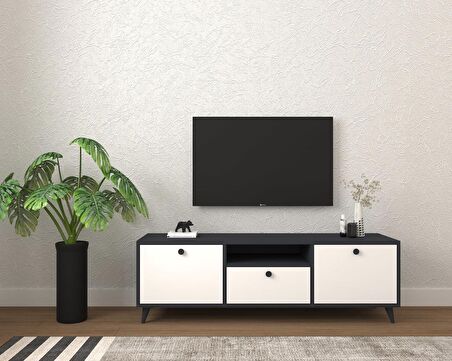 Conceptiva Relax Çift Renkli TV Sehpası 140 Cm 3 Kapaklı Tv Ünitesi