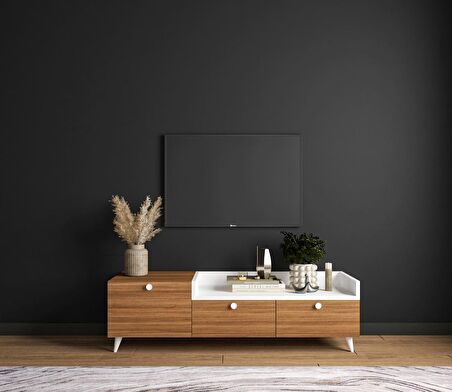 Conceptiva Easy Çift Renkli TV Sehpası 140 Cm 3 Kapaklı Tv Ünitesi