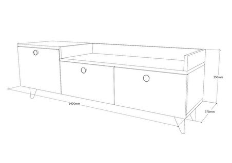 Conceptiva Easy TV Sehpası 140 Cm 3 Kapaklı Tv Ünitesi