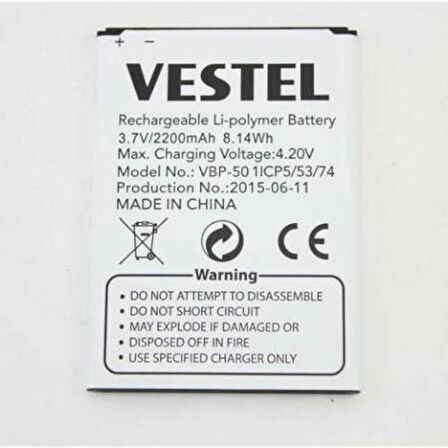 Vestel Venüs 5.0 V 5.0 X Pil Batarya Vbp-50 İthal