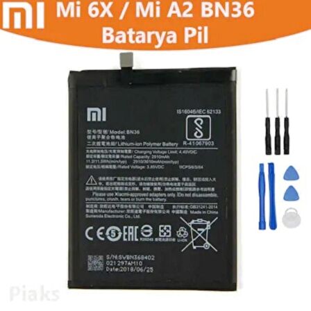 Xiaomi Mi 6X/Redmi A2/Mi A2 Bn36 Pil Batarya ve Tamir Seti