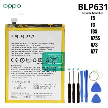 Oppo A73-A75S-A77 Pil Batarya Blp631+Tamir Seti