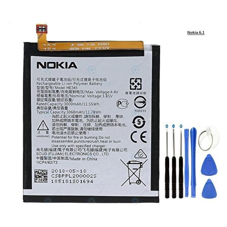 Nokia 6.1 Batarya Pil Ta1054-2018 He345 + Tamir Seti