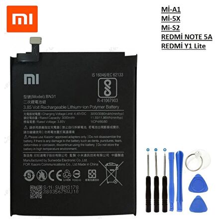 Xiaomi Mi A1 Redmi S2/Y2 Pil Batarya Bn31+Tamir Seti