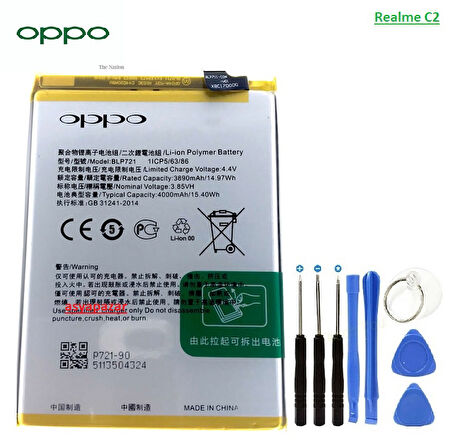 Oppo Realme C2 Pil Batarya BLP721 + Tamir Seti