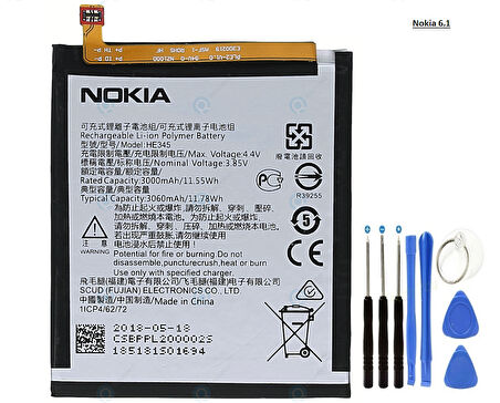 NOKİA 6.1 Batarya Pil TA1054-2018 HE345 ve Tamir Seti