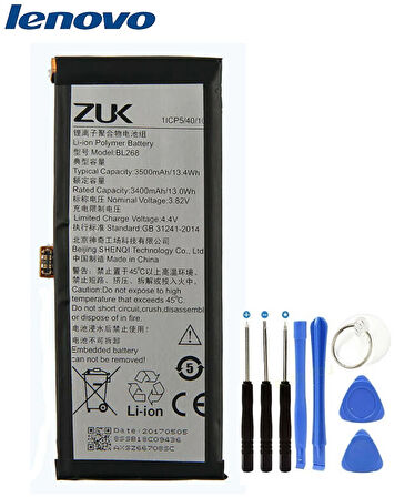 Lenovo Zuk Z2 Z213 Pil Batarya ve Tamir Seti BL268