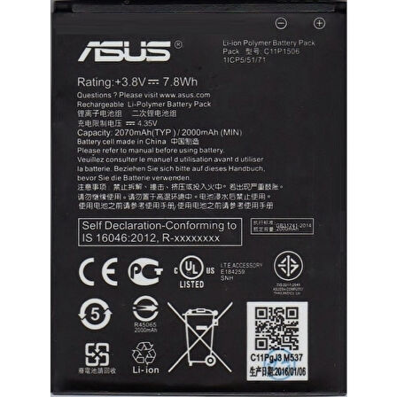 Asus Zenfone Live Go 3G G500TG Z00VD C11P1506 Batarya Pil