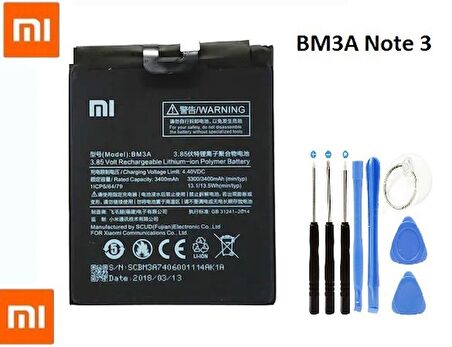 Xiaomi Mi Note3 Pil Batarya BM3A ve Tamir Seti