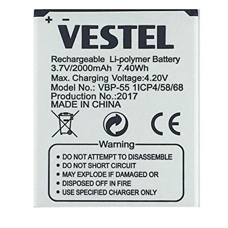 Vestel Venüs 5.5 Pil Batarya 5.5X 5.5V VBP-55 İthal