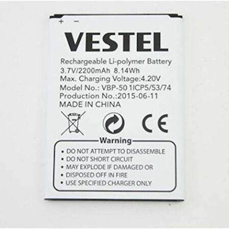 Vestel Venüs 5.0 V 5.0 X Pil Batarya VBP-50 İthal