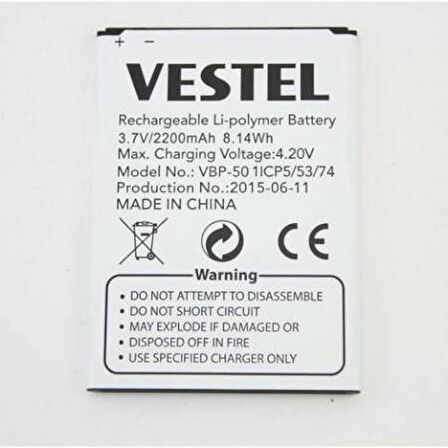 Vestel Venüs 5.0 V 5.0 X Pil Batarya VBP-50 İthal