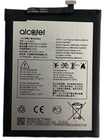 Alcatel TCL 10L Pil Batarya Tcl770h TLP038D7