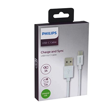 Philips Type-C USB Hızlı Şarj ve Data Kablo 1M SWR1601/93  3A