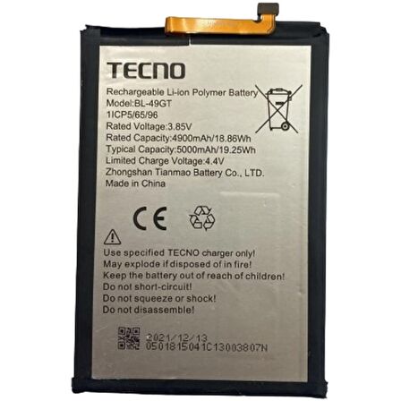 Tecno Camon 17 Cg6-cg7 Pil Batarya 5000 Mah