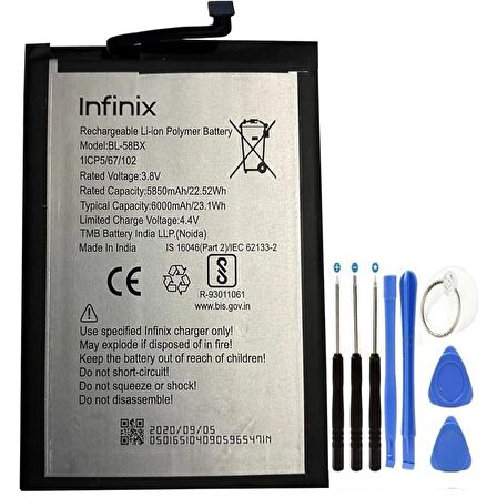 İnifix Hote 9 Play Pil Batarya Bl-58bx+tamir Set 6000 Mah