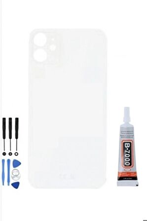 iPhone Uyumlu 11 Arka Cam Batarya Pil Kapağı + Yapıştırıcı + Tamir Set - Bwyaz