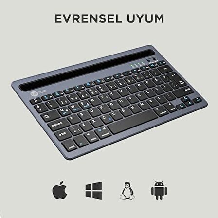 Lenovo Çoklu Cihaz Uyumlu Şarj Edilebilir Akıllı Tablet Tutucu Kart Yuvası Ultra İnce Klavye