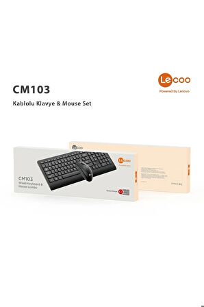 Lenovo Cm103 Usb Kablolu Türkçe Q Klavye & Mouse Set Siyah