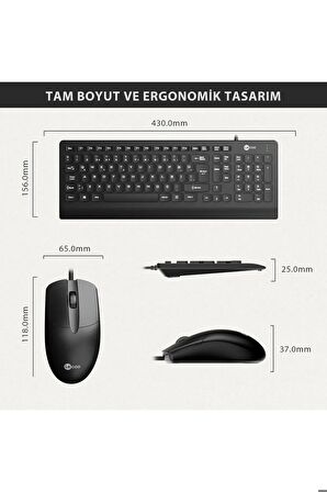 Lenovo Cm103 Usb Kablolu Türkçe Q Klavye & Mouse Set Siyah