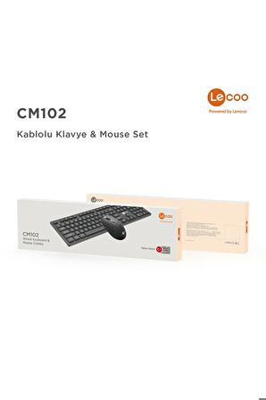 Lenovo Cm102 Usb Kablolu Türkçe Q Klavye & Mouse Set Siyah