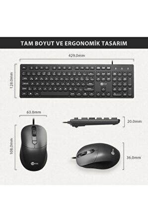 Lenovo Cm102 Usb Kablolu Türkçe Q Klavye & Mouse Set Siyah