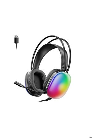 Lenovo HT409 USB Kablolu RGB LED Aydınlatmalı Mikrofonlu Kulak Üstü Gaming Kulaklık Siyah