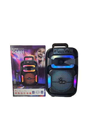 GY-801 8 İnç Taşınabilir Uzaktan Kumandalı Karaoke Mikrofonlu Bluetooth Hoparlör