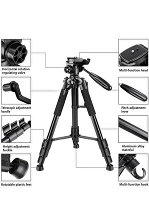 Profesyonel NP-8850 Kamera ve Telefon Standlı 175cm Ayarlanabilir Tripod - Yüksek Stabilite ve Çok Yönlü Kullanım ile Kusursuz Çekimler