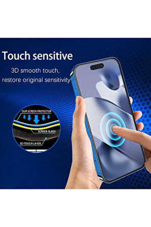 iPhone 16 İçin Ultra Dayanıklı 9H Temperli Cam Ekran Koruyucu | %100 Dokunmatik Hassasiyet | Parmak İzi ve Darbe Önleyici | Full HD Şeffaflık