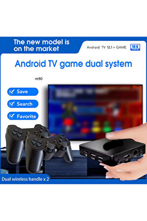 M90 Mini Kablosuz 10000+ Oyun TV/Android Tv Uyumlu 2.4G Atari Oyun Konsolu Gamebox