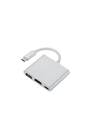 3 In 1 Type-c To Hdmı Usb 3.0 Çevirici Dönüştürücü Adaptör 4k