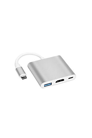 3 In 1 Type-c To Hdmı Usb 3.0 Çevirici Dönüştürücü Adaptör 4k