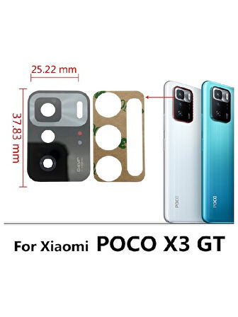 Xiaomi Poco X3 Gt Arka Kamera Camı Lens Yapışkanlı