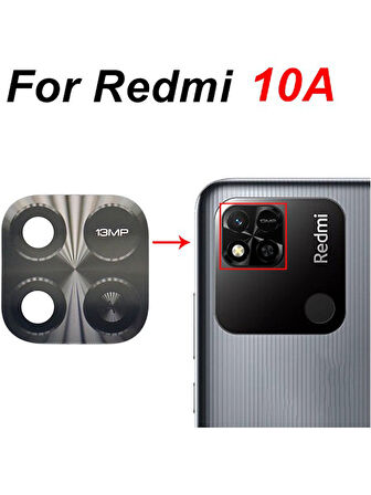 Xiaomi Redmi 10A Arka Kamera Camı Lens Yapışkanlı