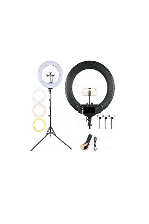Led Rl-21 Inç 220v Girişli 3 Adet Telefon Tutacaklı+uzaktan Kumanda+çantalı Selfie Işığı