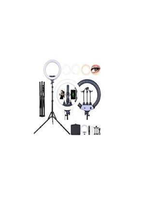 Led Rl-21 Inç 220v Girişli 3 Adet Telefon Tutacaklı+uzaktan Kumanda+çantalı Selfie Işığı
