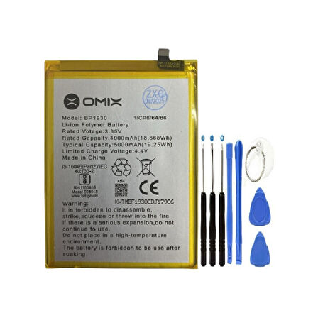 Omix X700 2. Nesil Bp1930 Pil Batarya + Tamir Set 5000 Mah