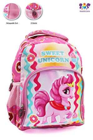 2 Gözlü Sweet Unicorn Anaokulu Çantası - Kız Çocuk Çanta Kreş Çantası - Unicorn Çanta
