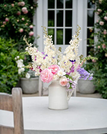 Yapay Çiçek Krem Sümbül Tek Dal Tomurcuklu 85*15cm Kumaş Çiçek Uzun Dal