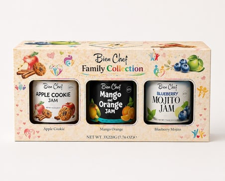 Bien Chef Aile Koleksiyonu 3'lü Reçel Seti 3x220 gr (Elmalı Kurabiye, Mango Portakal, Yaban Mersinli Mojito)