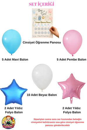 Dehaparty Cinsiyet Öğrenme Partisi Süsleme Seti Çok Renkli Balon ve Folyo Balon Konsepti