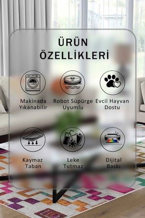 Yıkanabilir Kaymaz Taban Dijital Baskılı Halı ve Yolluk – Leke Tutmaz Salon & Mutfak Halısı