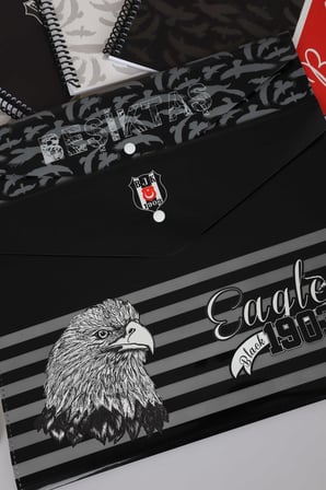 x Dekomus Lisanslı Beşiktaş 4 adet A4 Defter,Çıtçıt Dosya,Uçlu Kalem,Silgi Seti 