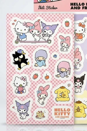 x Dekomus Lisanslı Best Friends 2'li Kuşe Sticker Hello Kitty,Kuromi,My Melody