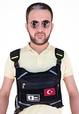 Motorcu Göğüs Çantası Reflektörlü Su Geçirmez Kan Grubu Seçenekli