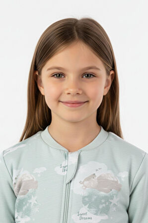 Kız Çocuk Elyaf Dolgulu Premium Kalite 2 Tog Desenli Uyku Tulumu 