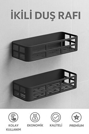 Banyo Düzenleyici Şampuanlık Sabunluk 2 Li Set Lamalı Güçlü Kaliteli Yapışkanlı Duş Rafı Organizer