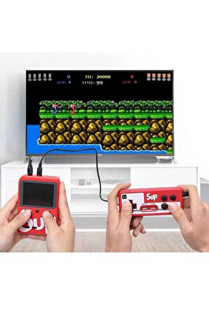 Çift Kol 400 Nostalji Oyunlu Mini Atari Kırmızı Oyun Konsolu