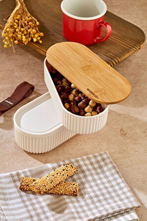 1000ml Ahşap Kapaklı Lunch Box 2'li Set Diyet Beslenme Kutusu Bambu Saklama Kabı